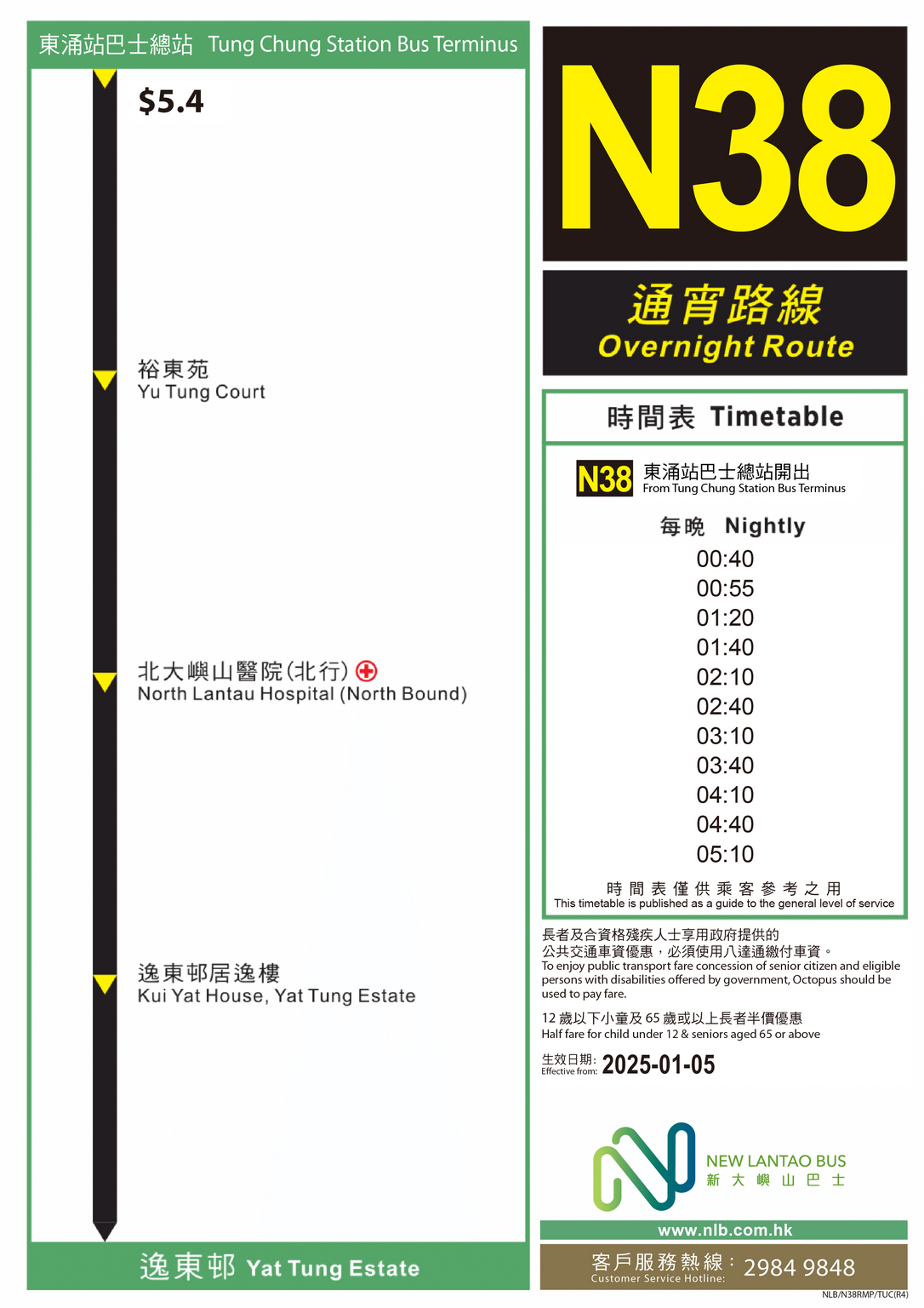 路線 N38 — 路線圖
